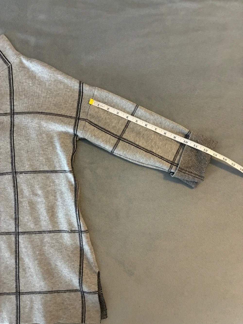Relaxed Mock Neck Windowpane Sweater - Light Gray - Picture 7 of 9